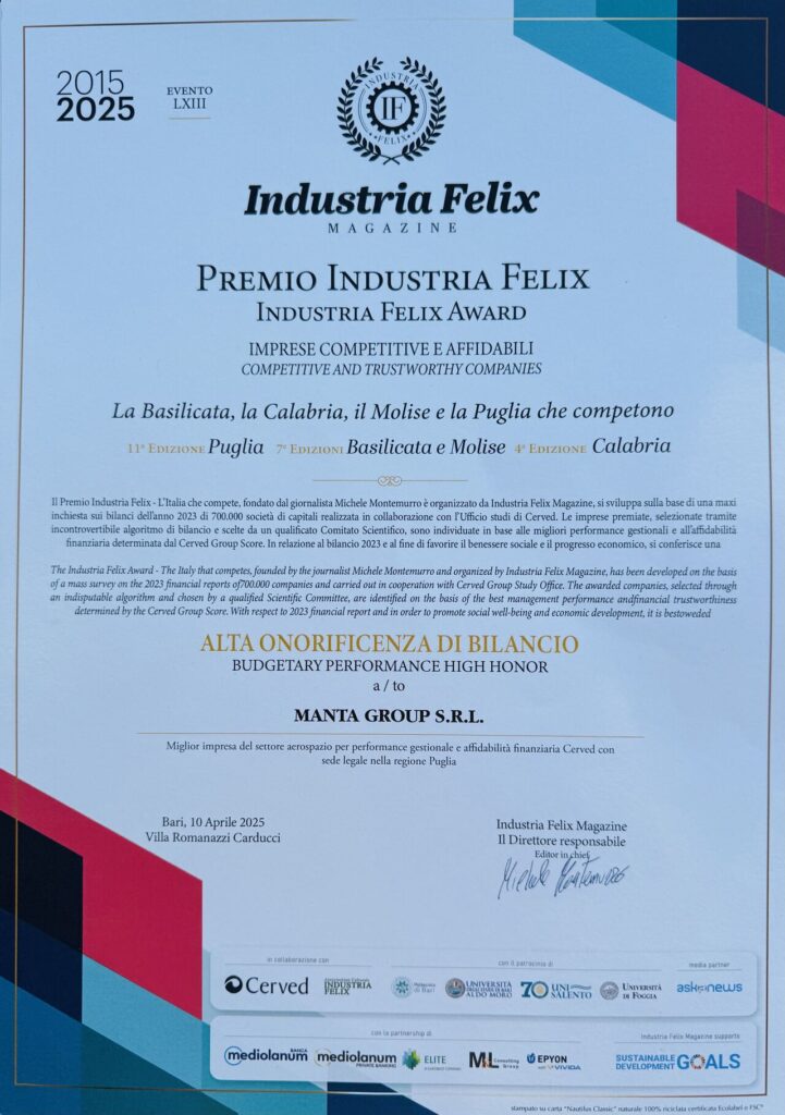 Alta Onorificenza di Bilancio Industria Felix 2025